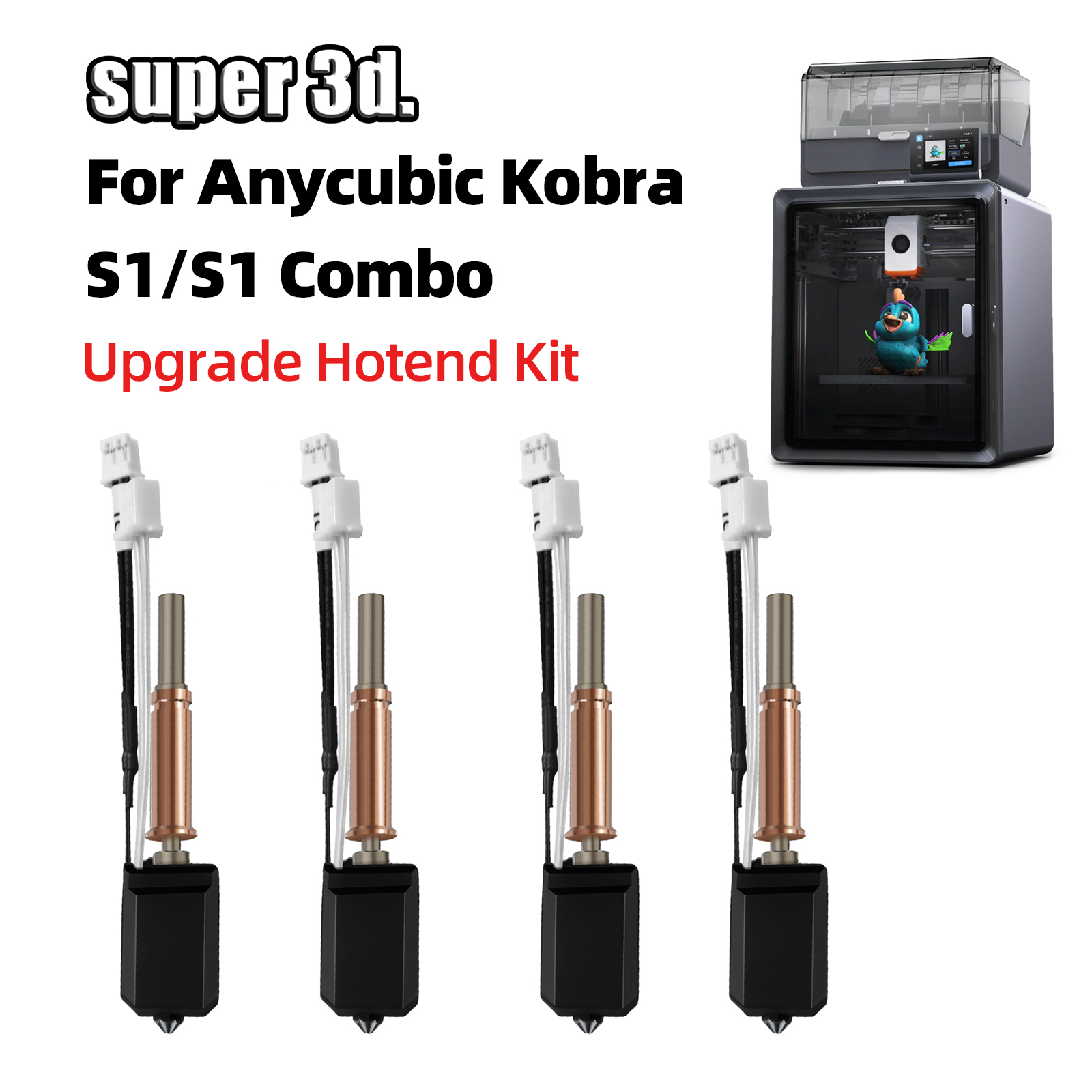 Nozzle 0.4Mm Hardened - Kit Hotend Atualizado para Anycubic Kobra